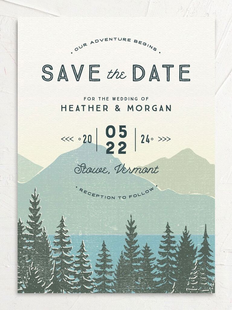 mountain destination wedding save the date