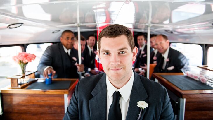 Throughout the day, the wedding party was shuttled back and forth between events on a vintage-inspired trolley.