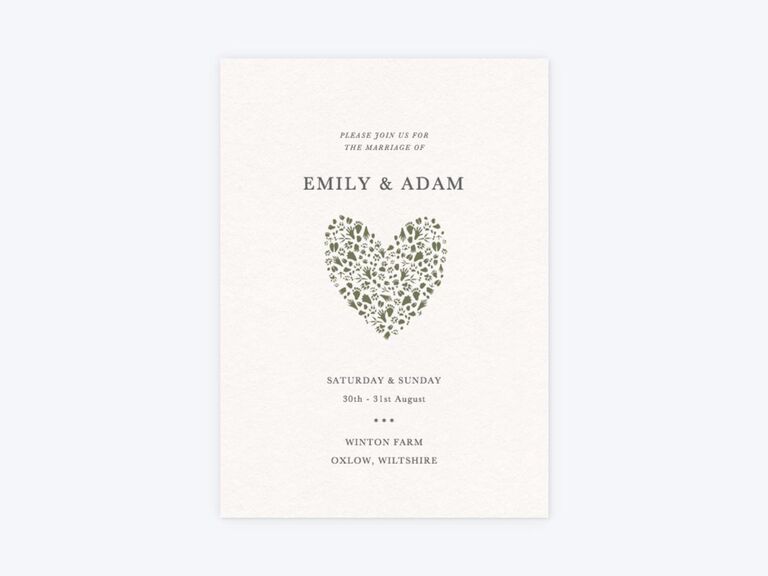 Rustic heart wedding invitation