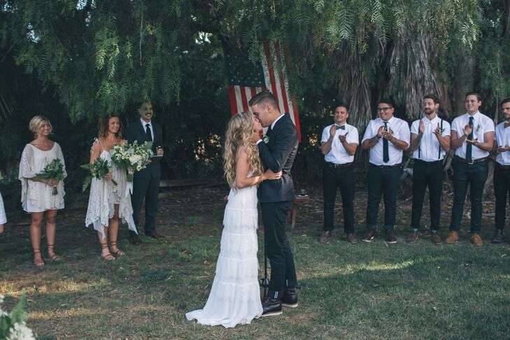 After ordering what she thought was the dress, only to have it arrive in a light shade of taupe, Rebekah chose this tiered lace number from Free People.