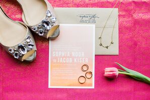 Pink and Orange Ombre Wedding Invitations