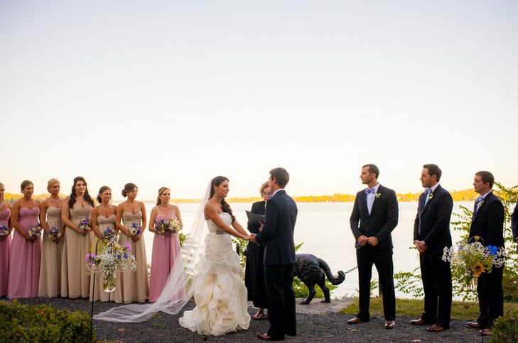 Kassandra and Brian were married by the Delaware River in a simple ceremony. Kassandra added a touch of formality to the proceedings by wearing a pretty cathedral veil during her vows.