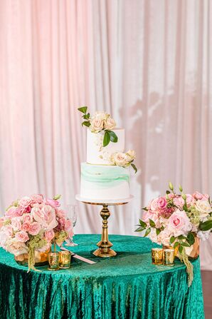 Teal Wedding Cake at The River View at Occoquan in Lorton, Virginia