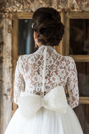 Illusion Lace Wedding Dress with Oversized Bow