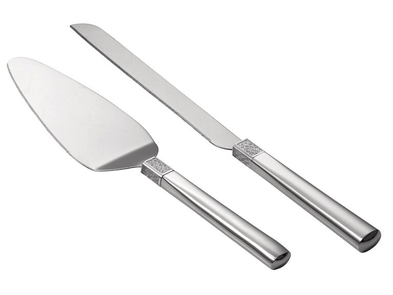 Metal cake cutting set by Waterford.