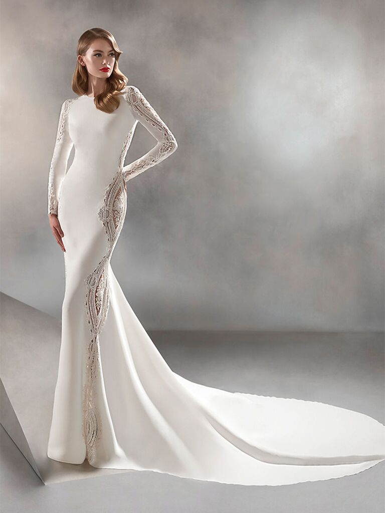Atelier Provonias wedding dress long-sleeve lace panel dress