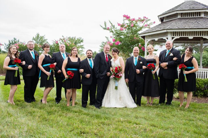 Wedding Party in Teal and Black Accents