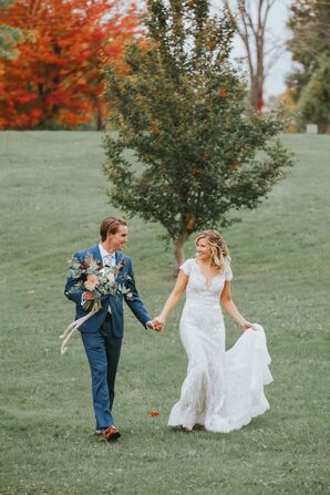 Bride and Groom at Vermont Farm Wedding