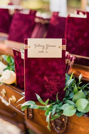 Burgundy Velvet Escort Cards