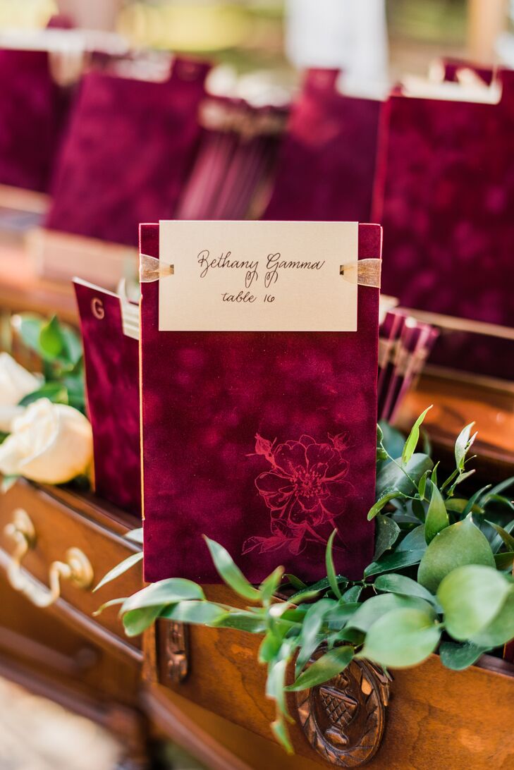 Burgundy Velvet Escort Cards