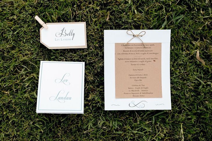 Rustic Chic Menu Cards in Rome, Italy