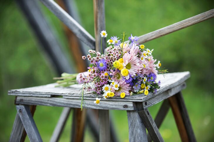 Purple and Yellow Wildflower Bouquet