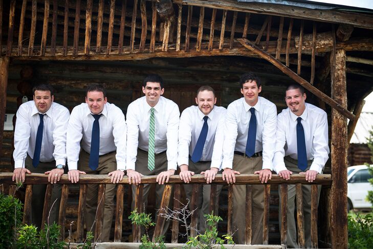 The groomsmen wore khaki pants, white button ups and navy ties.