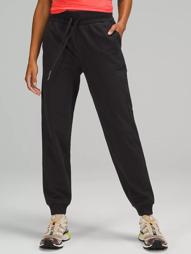 Black terry joggers with drawstring