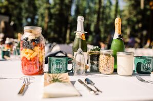 Mason Jar Centerpieces and Custom Camp-Inspired Mugs