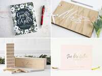 Collage of four weding shower guest books