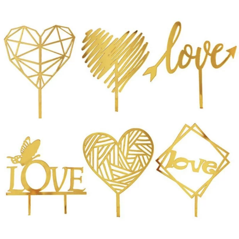 Gold Love Letter Bachelorette Cake Toppers