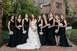 Chic Bridesmaids in Noir by Lazaro Dresses