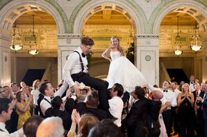Friends Lifted Up the Newlyweds During the Hora