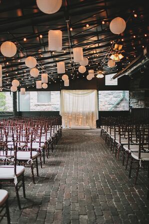 Whimsical Lantern and String Light Canopy