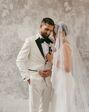 Suit Shop Men's Ivory White & Black Tuxedo Tuxedo - thumbnail - 2