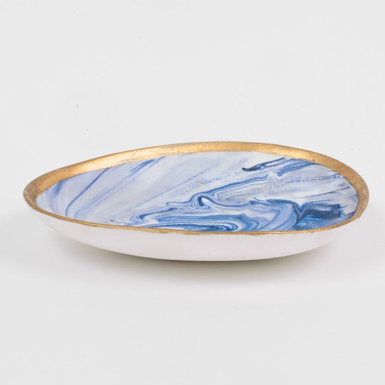 Blue marble porcelain engagement ring dish