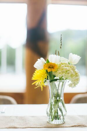 Yellow and White Wildflower Centerpieces