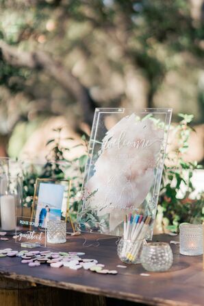 Acrylic Guest Book Alternative With Wood Heart Tokens