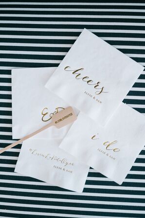 Gold Script Monogrammed Cocktail Napkins
