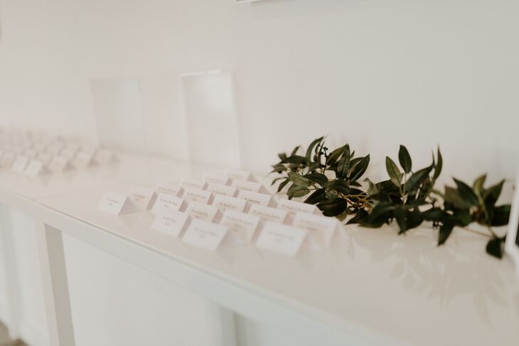 Simple All-White Escort Card Display