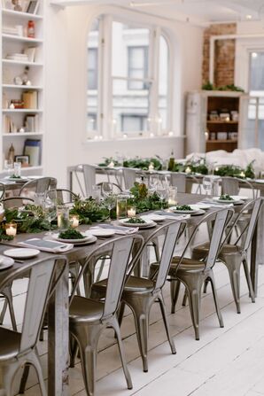 Modern Loft Wedding in New York City with Industrial Tolix Chairs