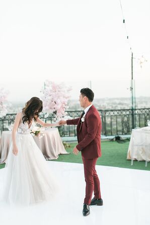 Romantic Couple in Ball Gown and Red Suit