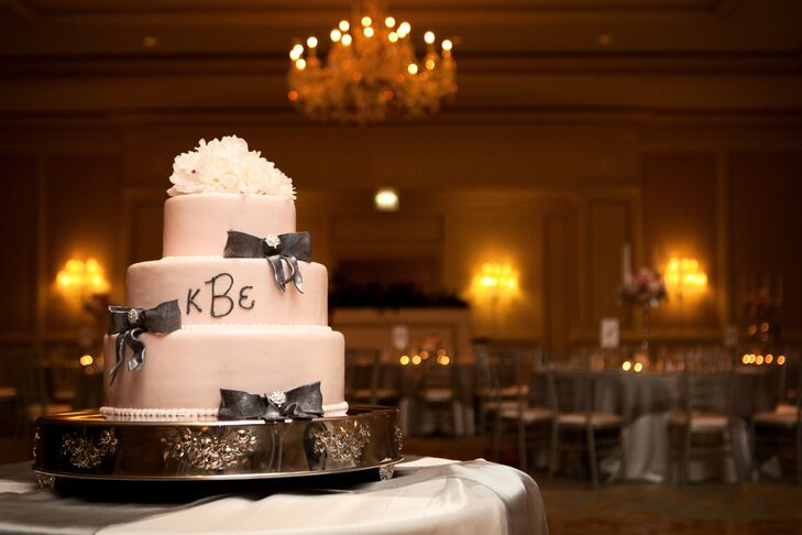 Pale Pink and Silver Wedding Cake