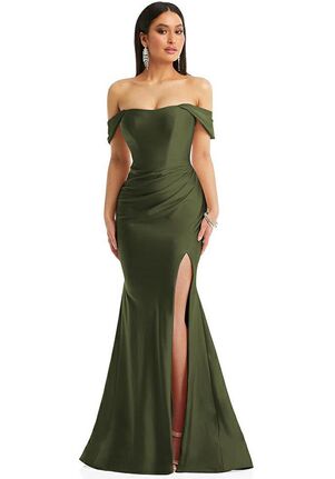 Dessy Group Off-the-Shoulder Corset Stretch Satin Mermaid Dress with Slight Train - CS101 Bridesmaid Dress