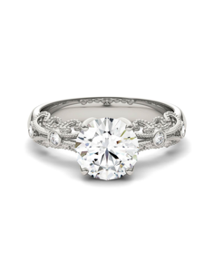 Forever One Moissanite Unique Round Cut Engagement Ring
