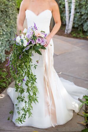 Purple Cascading Bridal Bouquet