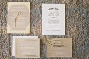 White and Kraft Paper Wedding Invitations