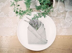 Simple Linen Napkins with Lavender Accents