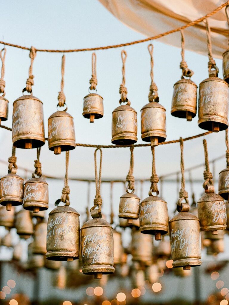 Vintage bells calligraphed to be used as escort cards