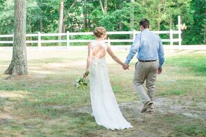 Lace, Cap-Sleeve, Key Hole Back Wedding Dress