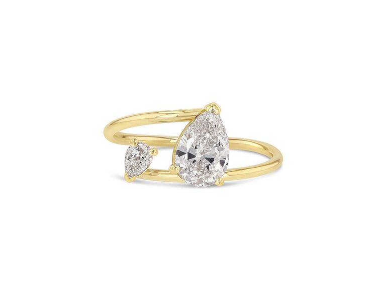 two stone ring with pear shaped diamonds