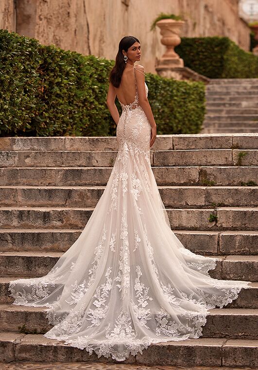 Moonlight Couture H1566A Mermaid and Trumpet Wedding Dress - 2