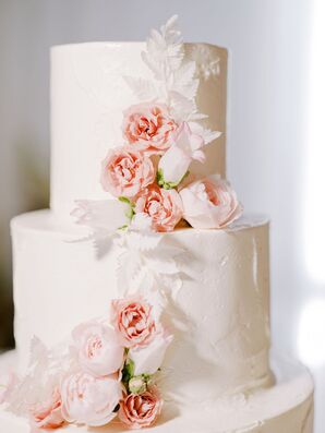 Wedding Cake With Pink Roses