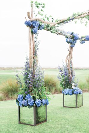 Blue and Purple Driftwood Wedding Arch