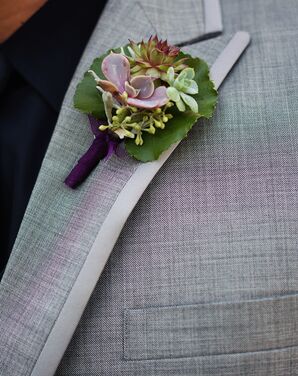 Green and Purple Succulent Boutonniere