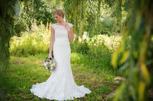White Lace Allure Wedding Dress with Cap Sleeves