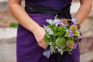 Natural Green Bouquet with Succulents and Scabiosa Pods