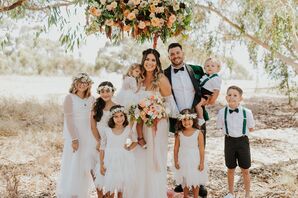 Family Photo on Wedding Day With Small Kids in San Diego, California