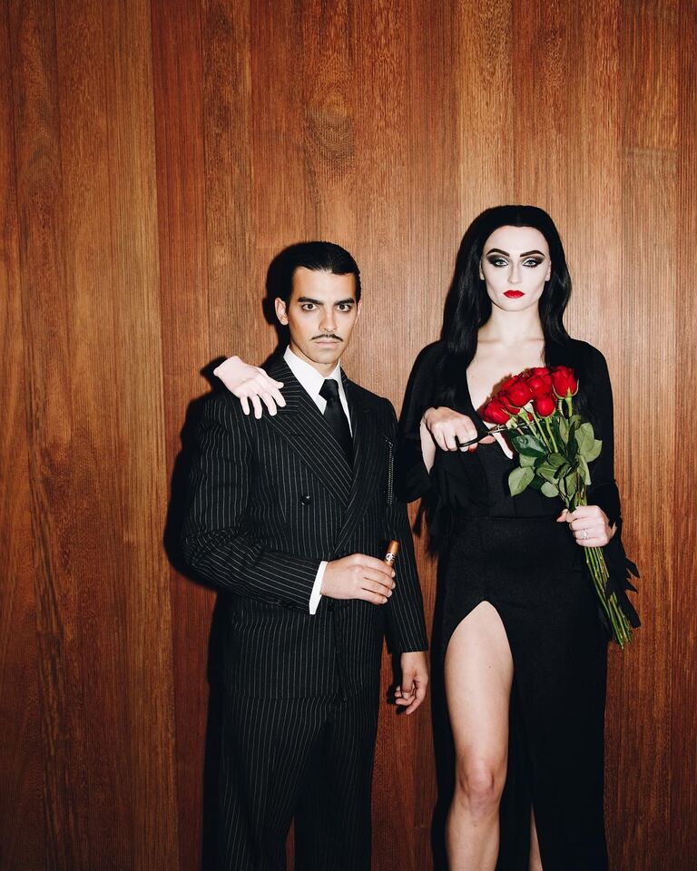 Joe Jonas and Sophie Turner as Gomez and Morticia Addams