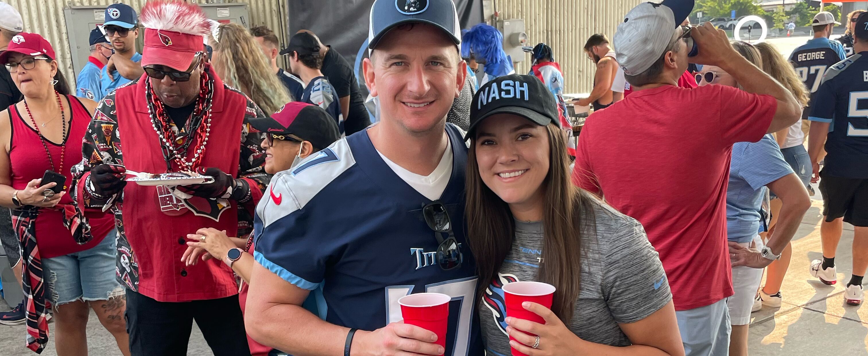 Picture of Rebekah’s first of many Two-Tone Blue Titans tailgates